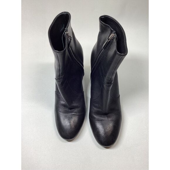 Prada Black Leather Ankle Boots Women’s Block Heel Booties Size EU 39 - Picture 2 of 16